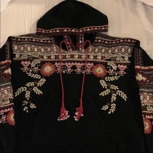 Beaded and embroidered black hoodie sweatshirt